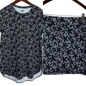 Lands' End Black White Skort Matching Shirt Set Active Athleisure Travel Casual